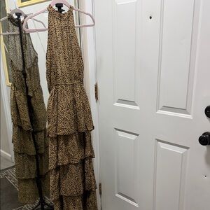 Tiered Halter Maxi Dress in Leopard Print